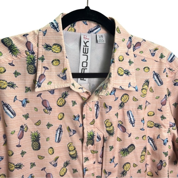 Projek Raw Button Down Mens Large Shirt Sunset Lounge Cocktail Party Vacation - Picture 2 of 6